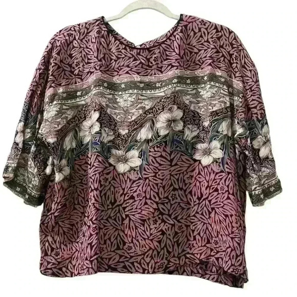 Vintage Bobbie Brooks Floral Boho Purple Pink Blouse Size medium - Picture 1 of 8
